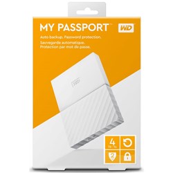 WD My Passport 4TB Portable Hard Drive USB 3.0 (White)