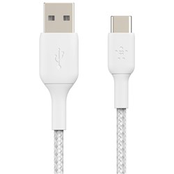 Belkin BoostUp Charge USB-A to USB-C 2m Braided Cable (White)