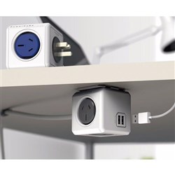 Allocacoc PowerCube Extended 1.5m 4-way Power Outlet with USB (Red)