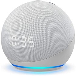 Amazon Echo Dot with Clock & Alexa (Gen 4) [Glacier White]