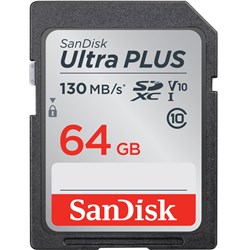 SanDisk Ultra Plus SDXC 64GB 130MB/s Memory Card