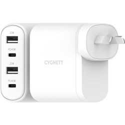 Cygnett PowerPlus 4 Port 45w PD Wall Charger (White)