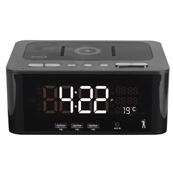 Flea Market QI Wireless Charging Clock Radio with Bluetooth and USB