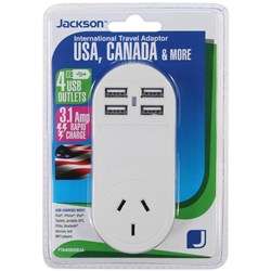 Jackson International Travel Adaptor with USB for USA. Canada and More