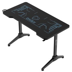 ONEX GD1400G Tempered Glass RGB Gaming Desk w/Cup Holder  Headset Hook