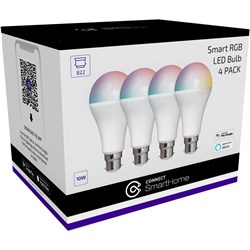 Connect 10W Smart RGB Bulb B22 (4 Pack)