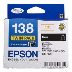 Epson 138 DURABrite High Capacity Ink Cartridge Twin Pack (Black)