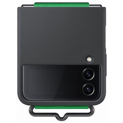 Samsung Silicon Cover with Strap for Galaxy Z Flip4 (Black)