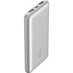 Belkin BoostUp Charge 10K 3 Port Power Bank with Cable (Silver)