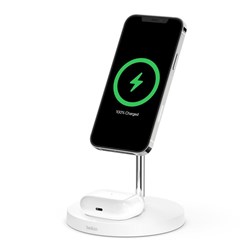 Belkin BoostUp Charge Pro MagSafe 2-in-1 Wireless Charger for Apple (White)