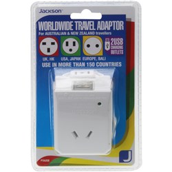 Jackson Worldwide Travel Adaptor with Dual USB Charging