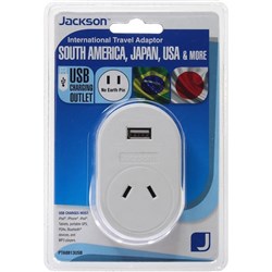 Jackson International Travel Adaptor   USB charging outlet (Japan. USA & More)